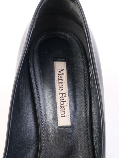Excellent Marino Fabiani Black Leather High Heel Shoes Size 36