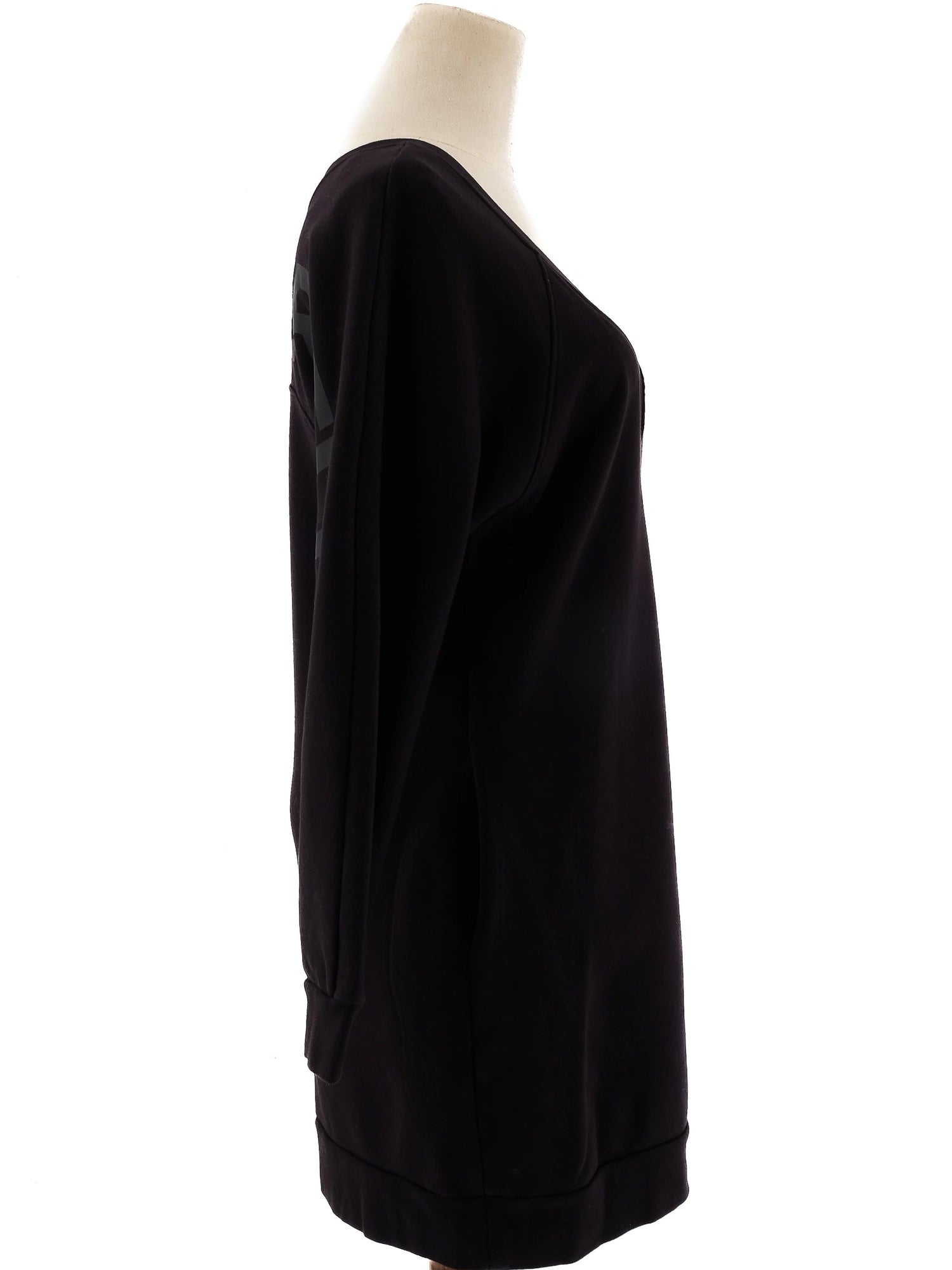 Excellent Karl Lagerfeld Black Cotton Dress XS Long Sleeve V-Neck