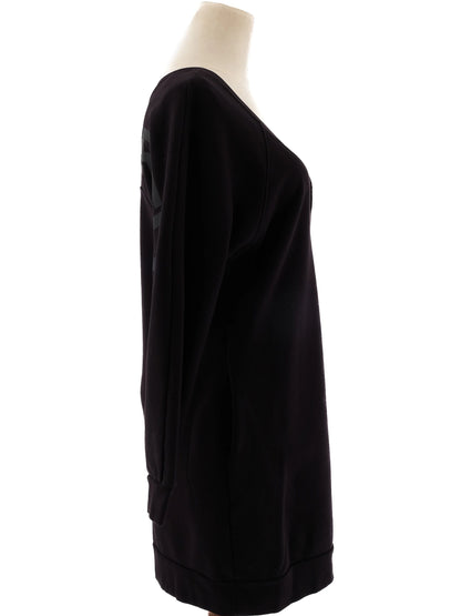 Excellent Karl Lagerfeld Black Cotton Dress XS Long Sleeve V-Neck