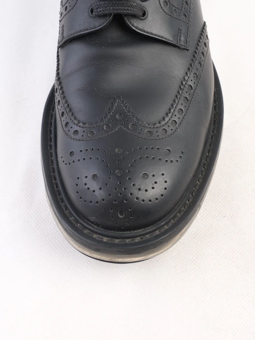 Excellent Prada Black Leather Brogue Shoes Size 40.5 with Air Cushion