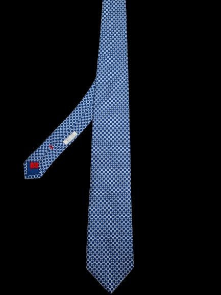 Battistoni Excellent Condition Silk Tie Blue Geometric Pattern