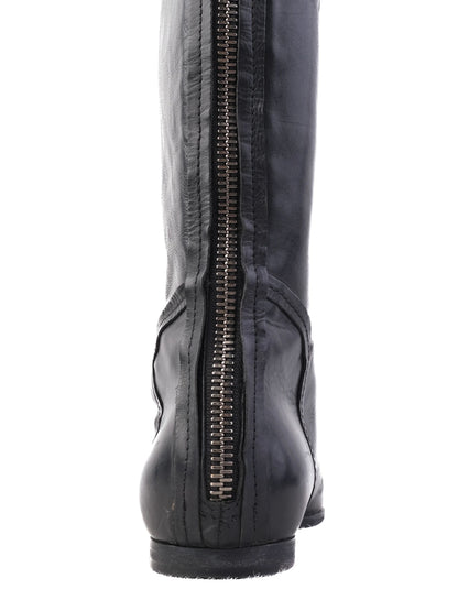 Good Jimmy Choo Black Leather Riding Boots Size 37