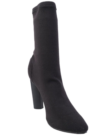 Excellent Pier Lucci Black Sock Boots Size 37 High Block Heel