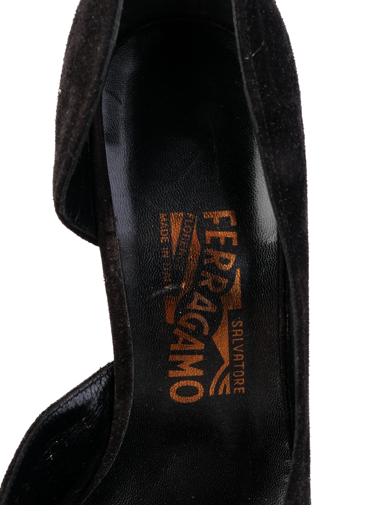 Excellent Salvatore Ferragamo Black Suede High Heeled Shoes Size 37.5