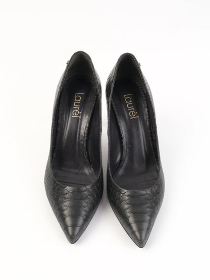 Excellent Laurel Black Leather High-Heeled Shoes Size 37