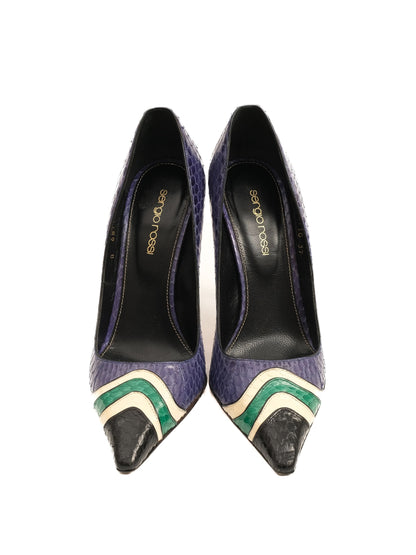 Sergio Rossi Blue Leather High-Heeled Shoes Size N/A - Excellent Condition