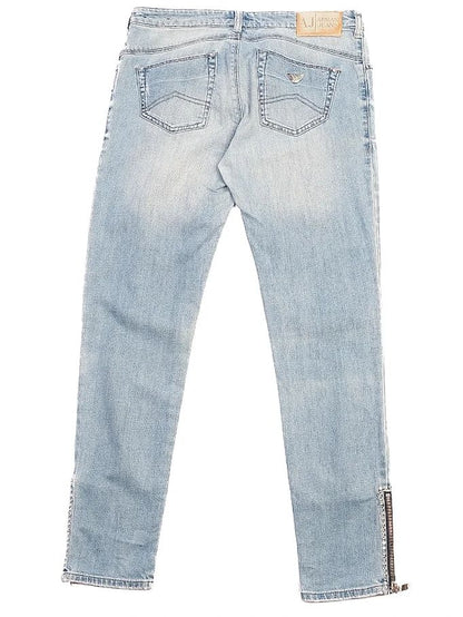 Excellent Armani Jeans Blue Cotton Denim Size S with Zipper Details