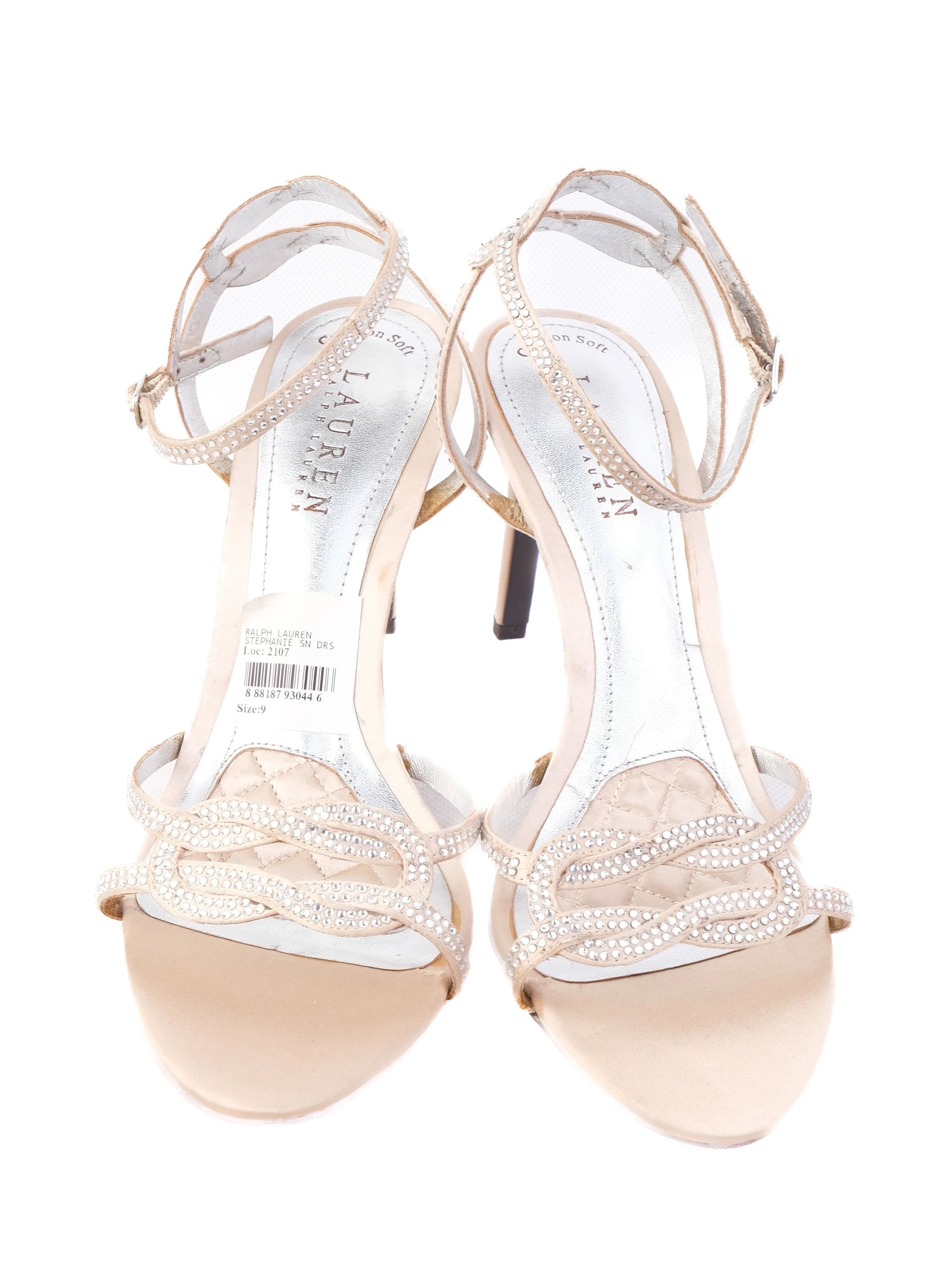 Good Ralph Lauren White Leather High-Heeled Sandals Size 39
