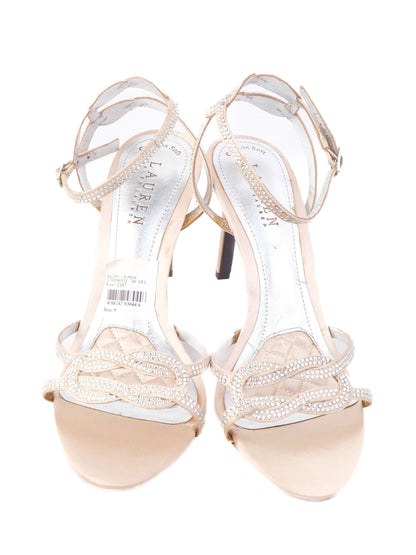 Good Ralph Lauren White Leather High-Heeled Sandals Size 39