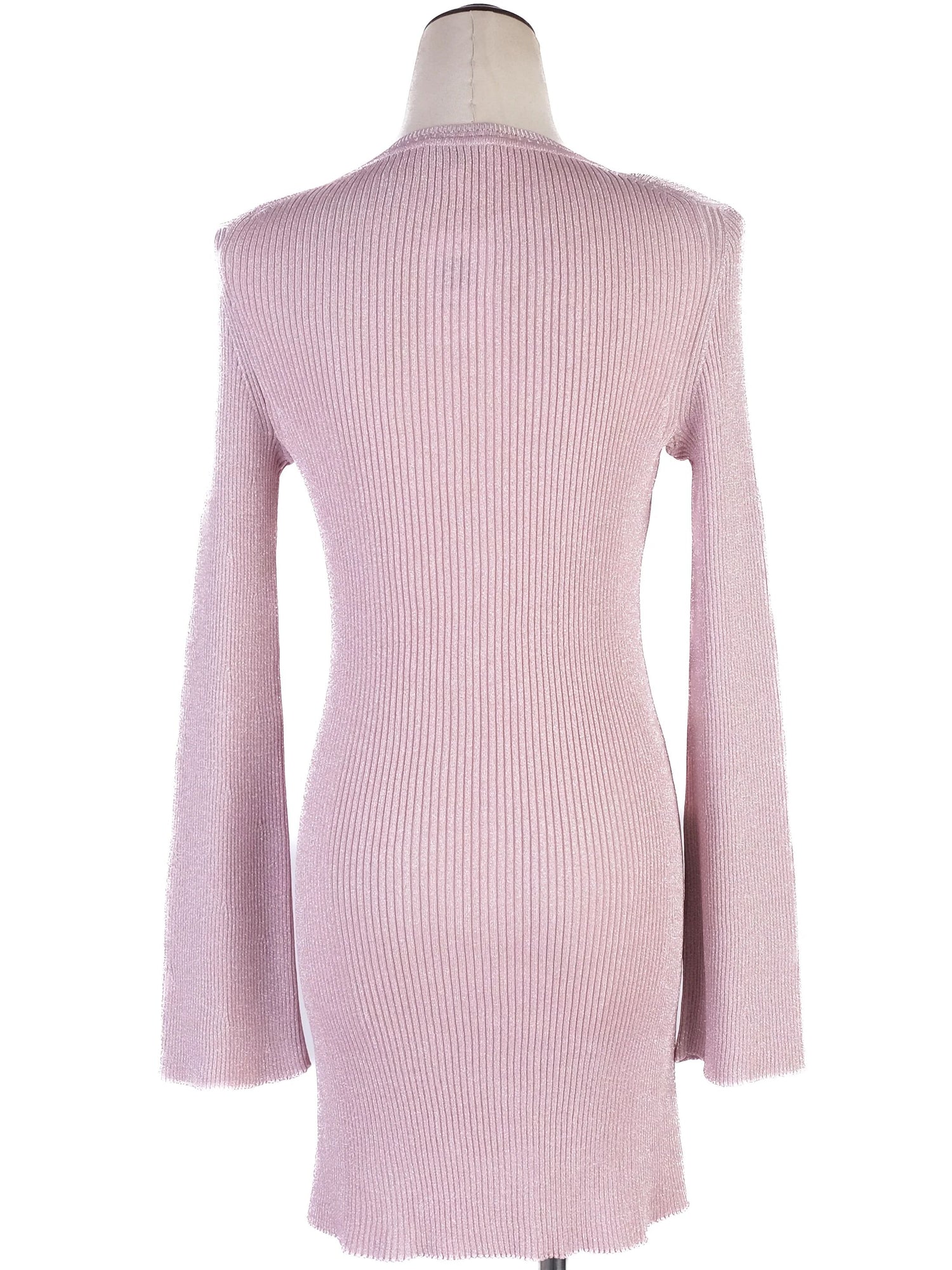 Nina Ricci Pink Ribbed Long-Sleeve Sweater Dress Size S Excellent