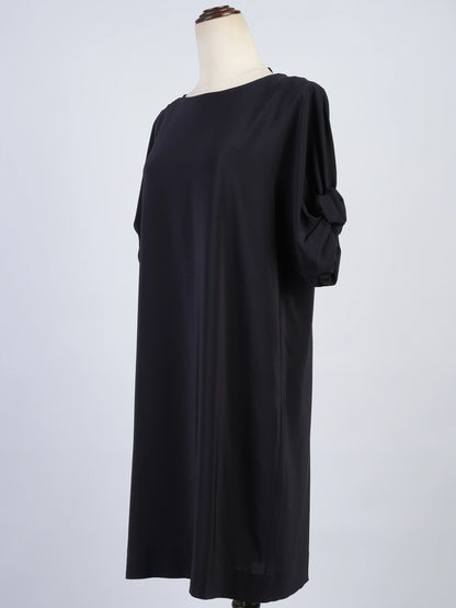 Excellent Cos Blue Silk Dress Size L with Gathered Sleeves