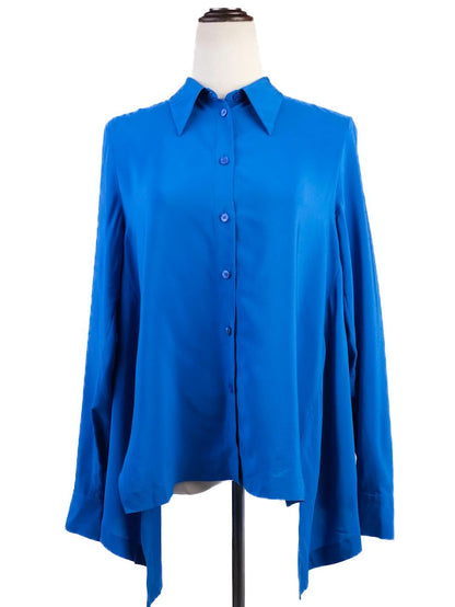 Excellent Stella McCartney Blue Silk Button-Up Shirt Women Size N/A