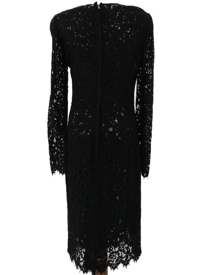Excellent Ralph Lauren Black Lace Dresses Size L Floral Design