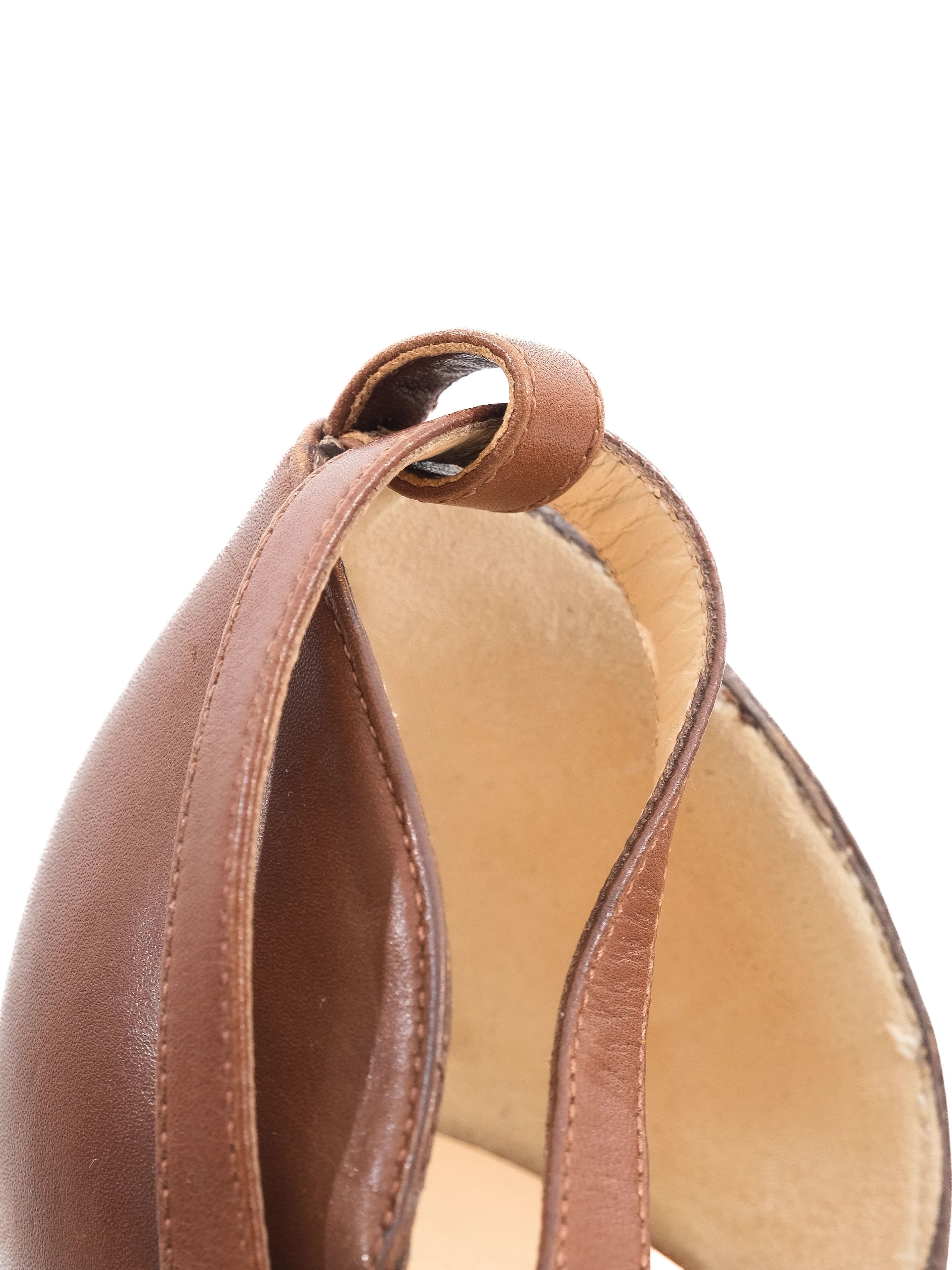 Excellent Christian Louboutin Orange Leather High-Heeled Sandals Size 40