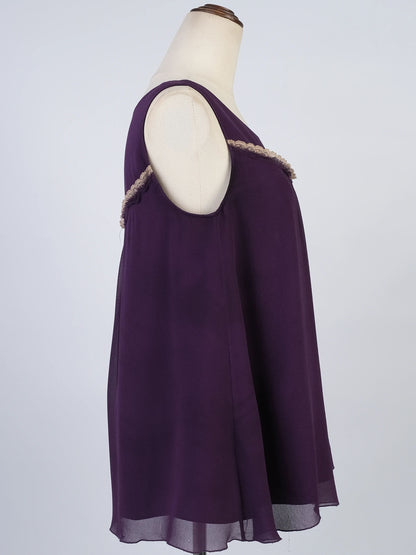 Excellent Max Mara Purple Cotton Dress Size S with Lace Detail