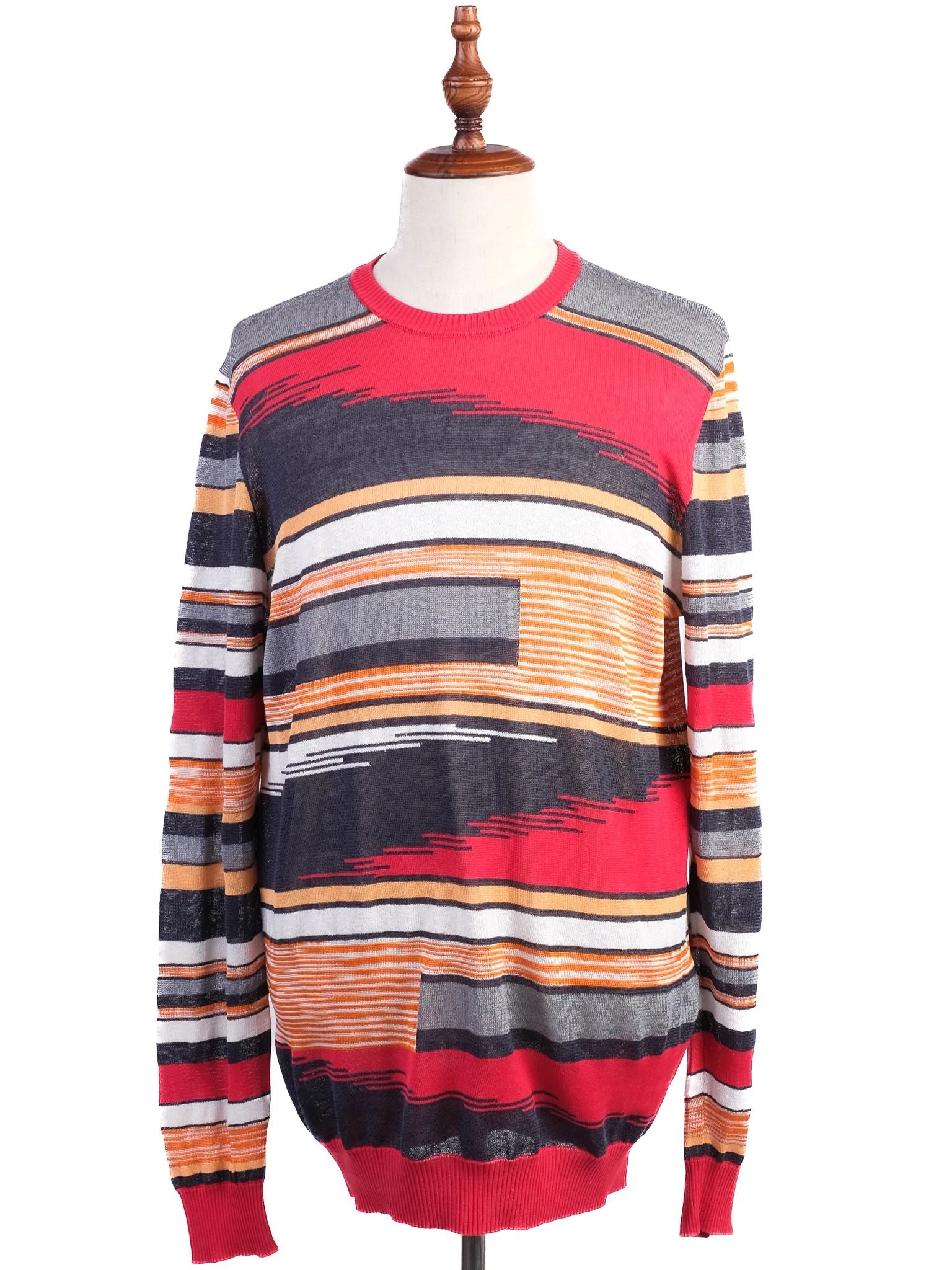 Excellent Missoni Geometric Striped Sweater XL Viscose Men Combined Colors