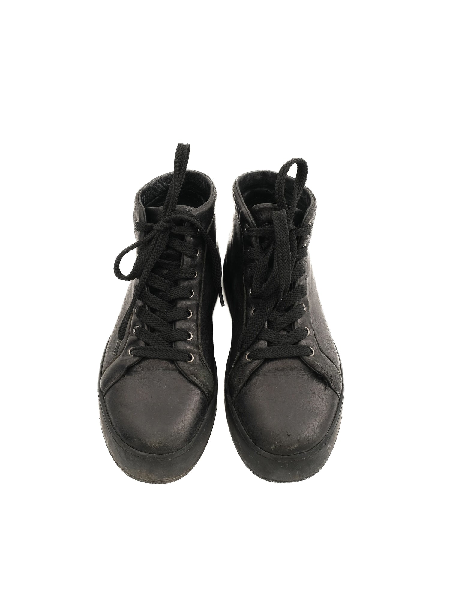 Excellent Max Mara Black Leather Sneakers Size 36.5 Women&