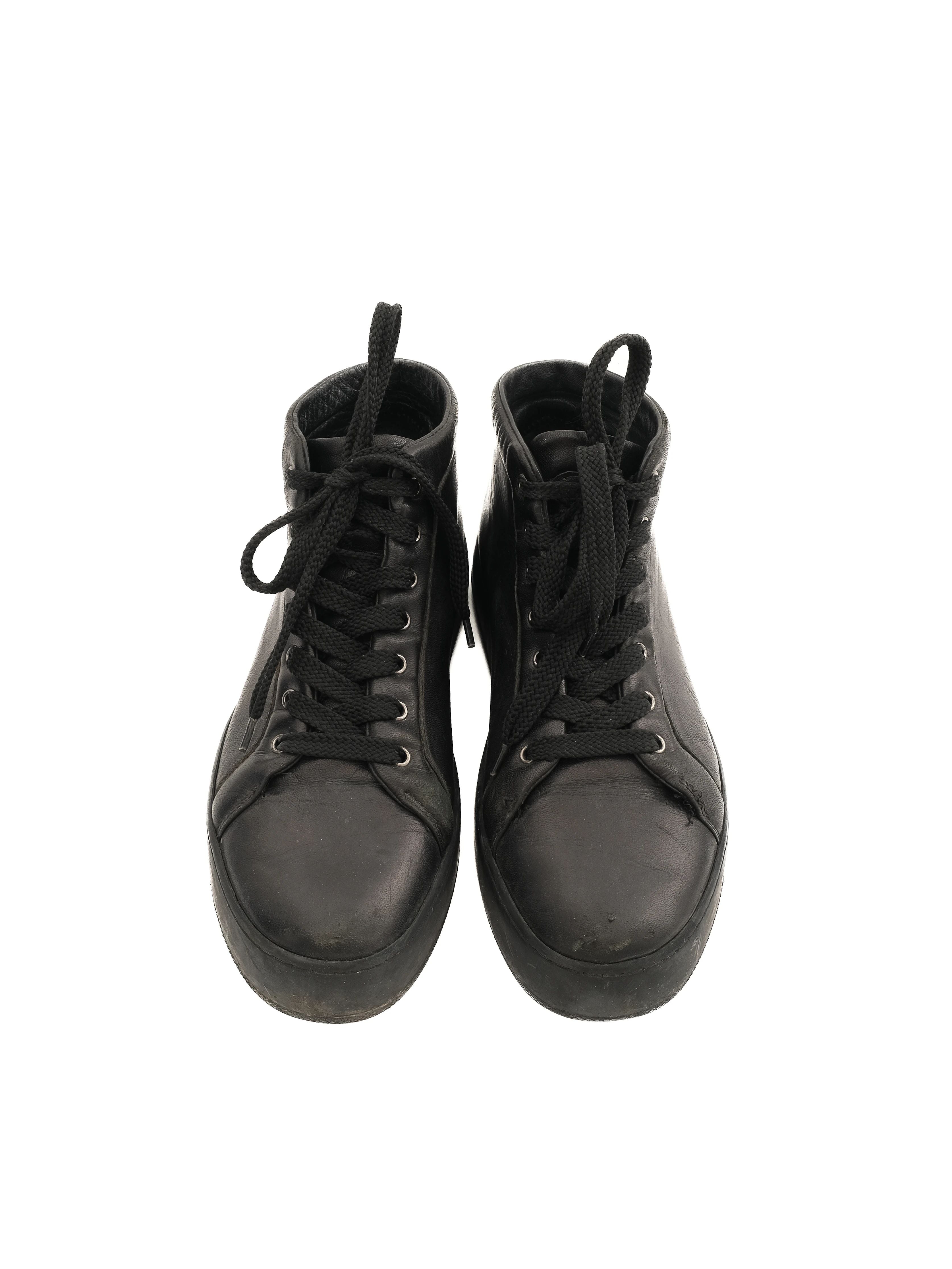 Excellent Max Mara Black Leather Sneakers Size 36.5 Women&