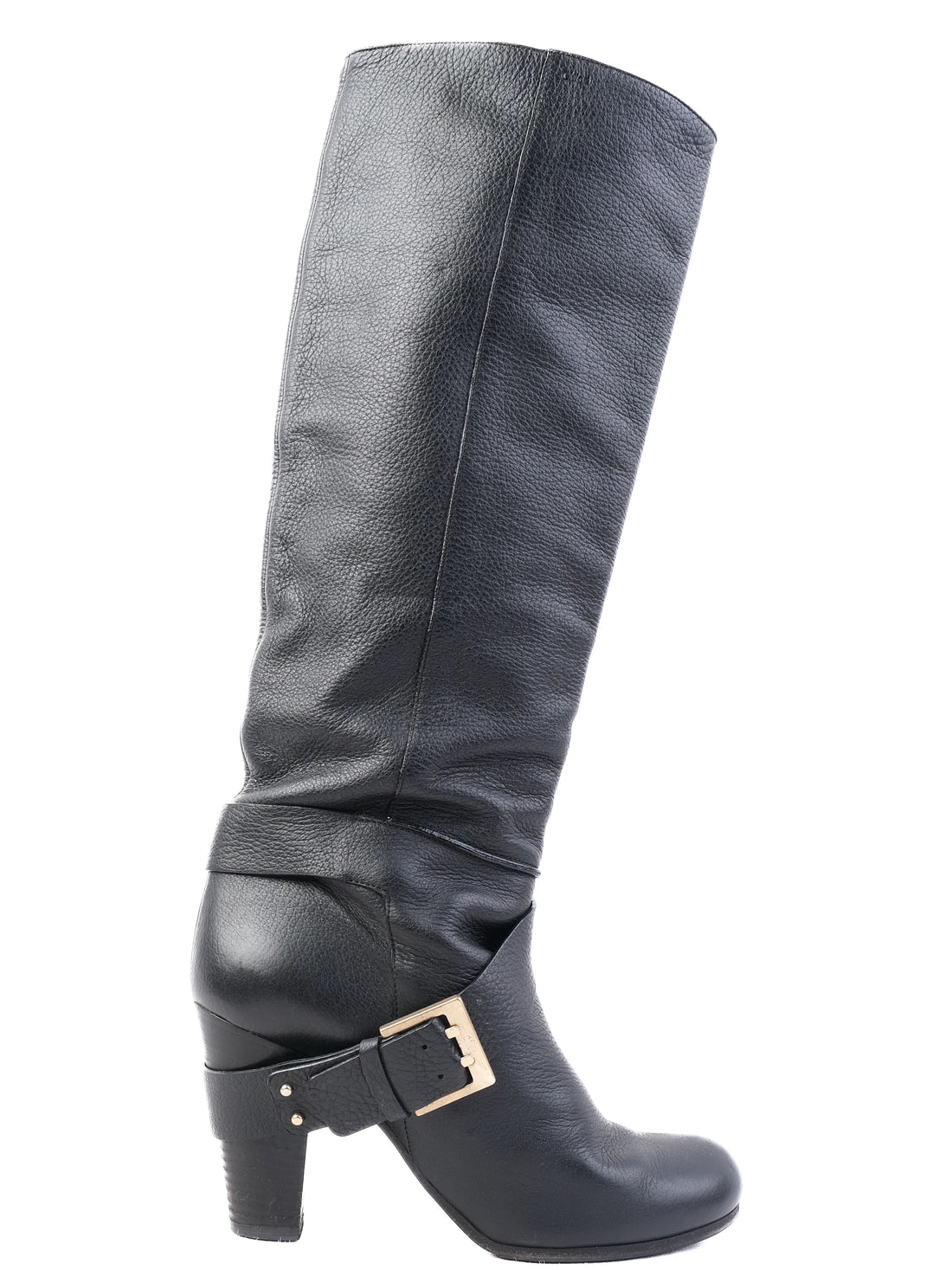 Excellent Chloe Black Leather Knee-High Boots Size 41