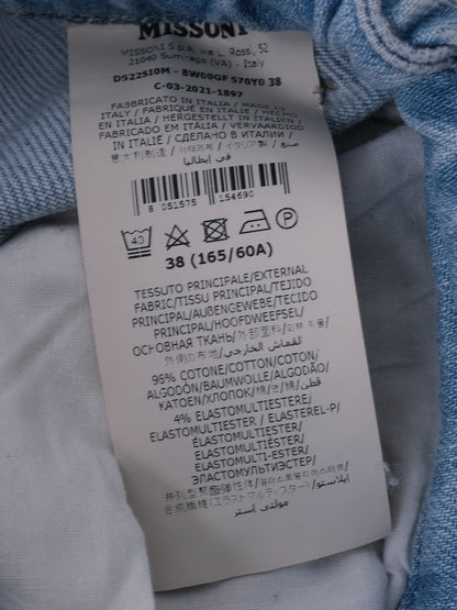 Excellent Missoni Blue Denim Jeans Size S with Chevron Design