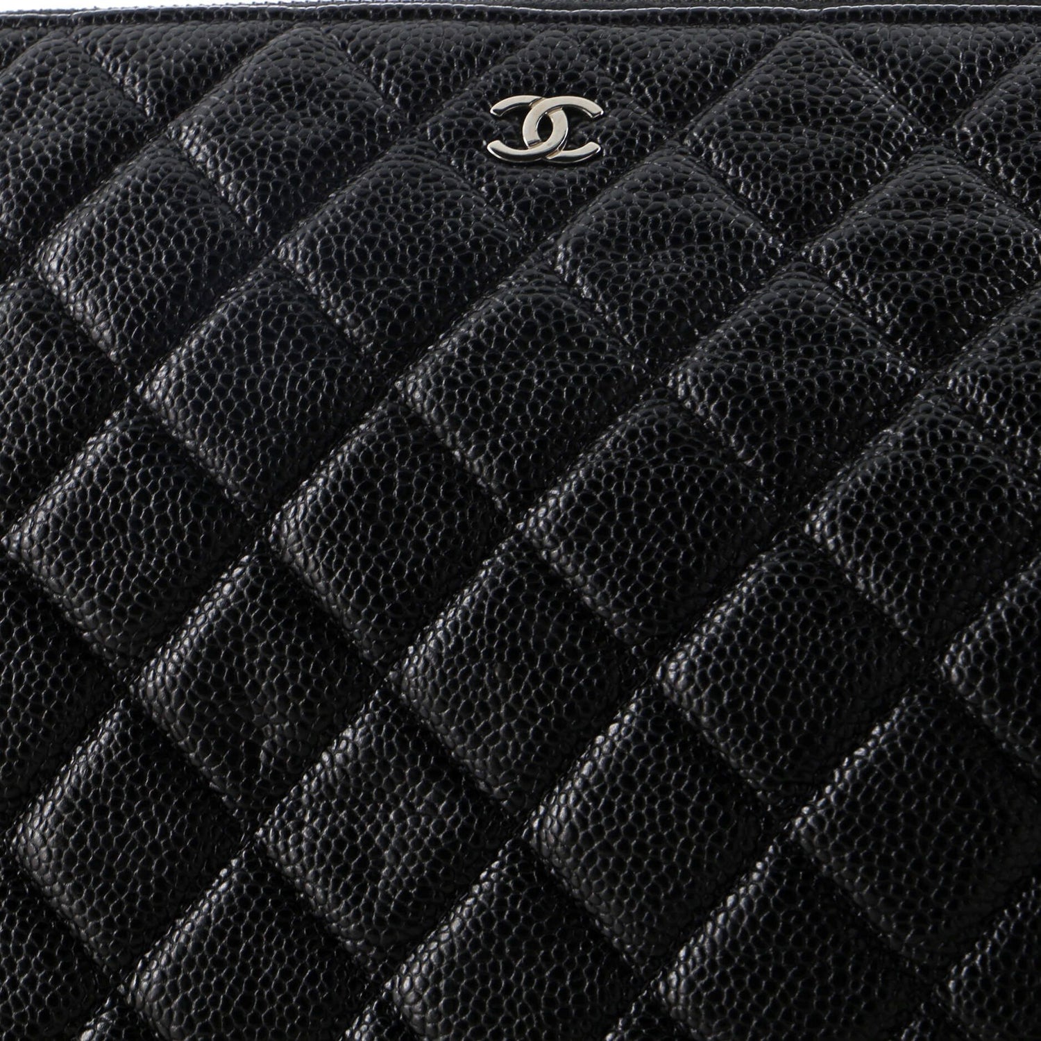Chanel O Case Clutch Quilted Caviar Large