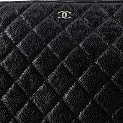 Chanel O Case Clutch Quilted Caviar Large