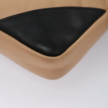 Chanel Cambon Line Shoulder Bag Leather Beige Black Cc Auth