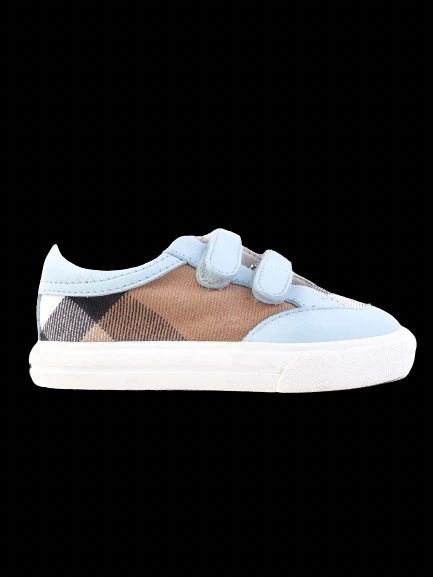 Excellent Burberry Light Blue Fabric Sneakers for Kids, Size 21