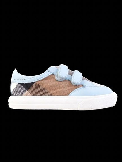 Excellent Burberry Light Blue Fabric Sneakers for Kids, Size 21