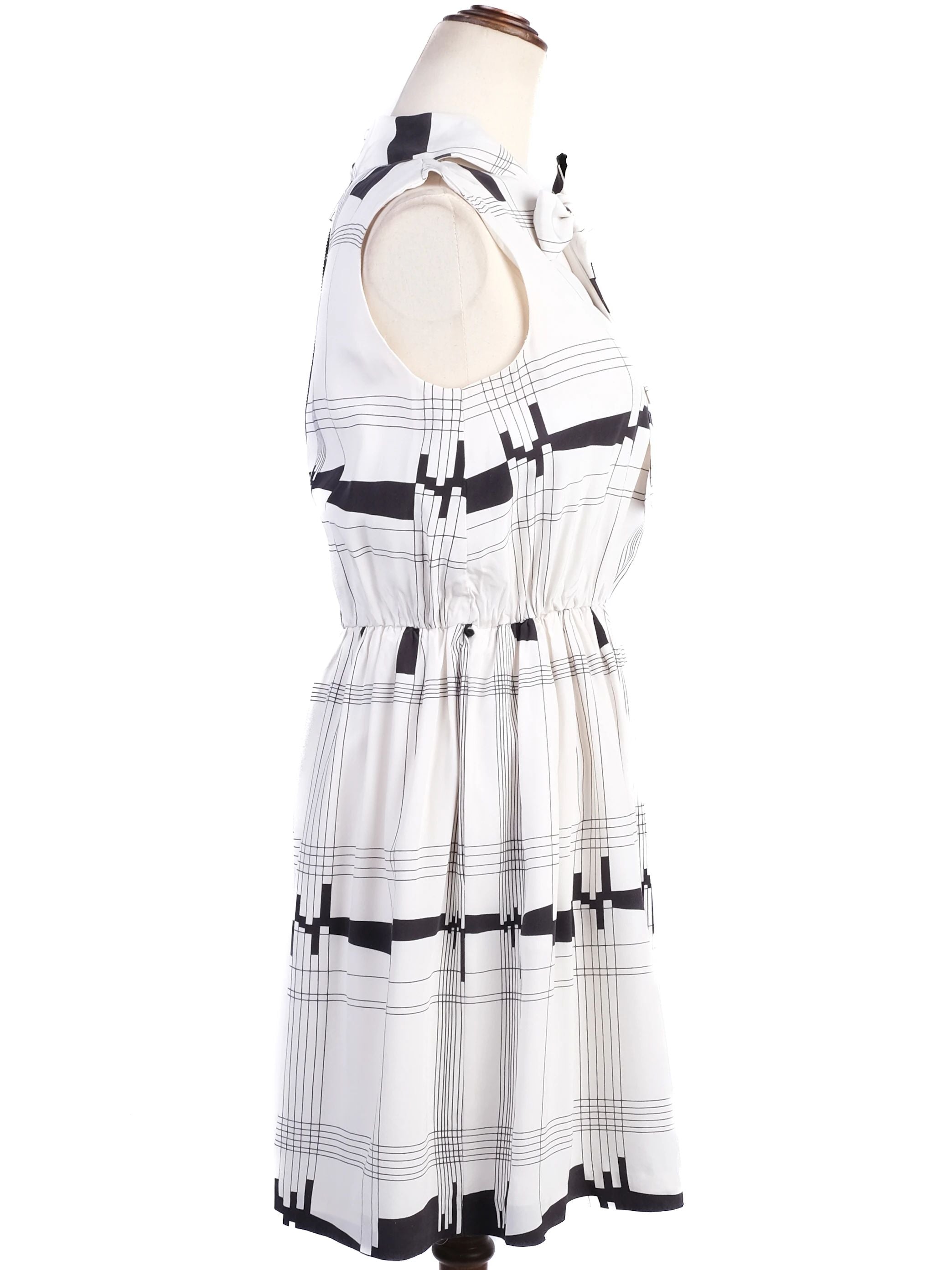 Excellent Milly Silk Sleeveless Dress M Black &amp; White Checkered