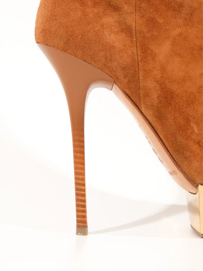 Excellent Gianmarco Lorenzi Orange Leather Knee-High Stiletto Boots Size 38