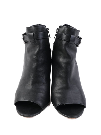 Excellent Coach Black Leather Chunky Heeled Peep Toe Shoes Size 40