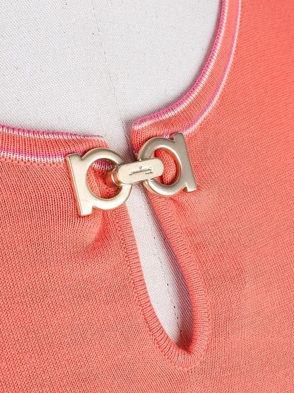 Excellent Salvatore Ferragamo Orange Cotton Blouse Size M