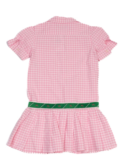 Excellent Ralph Lauren Pink Cotton Checkered Dress for Kids Size 6