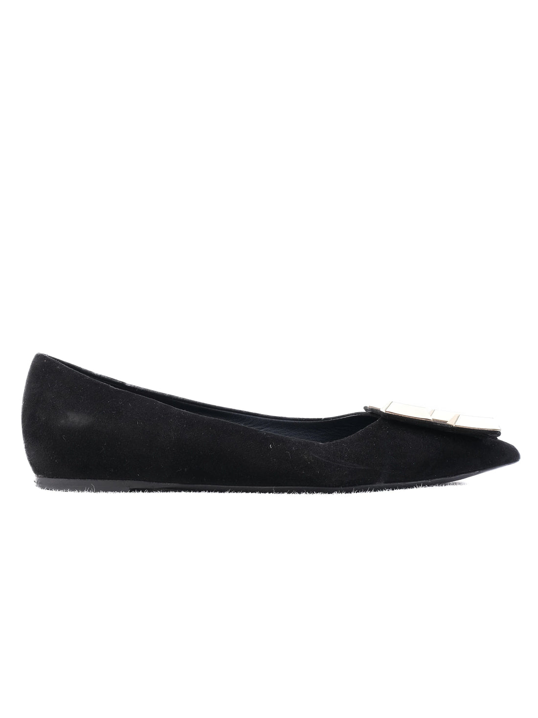 Good Ballin Black Leather Flat Shoes with Gold Embellishments Size 37