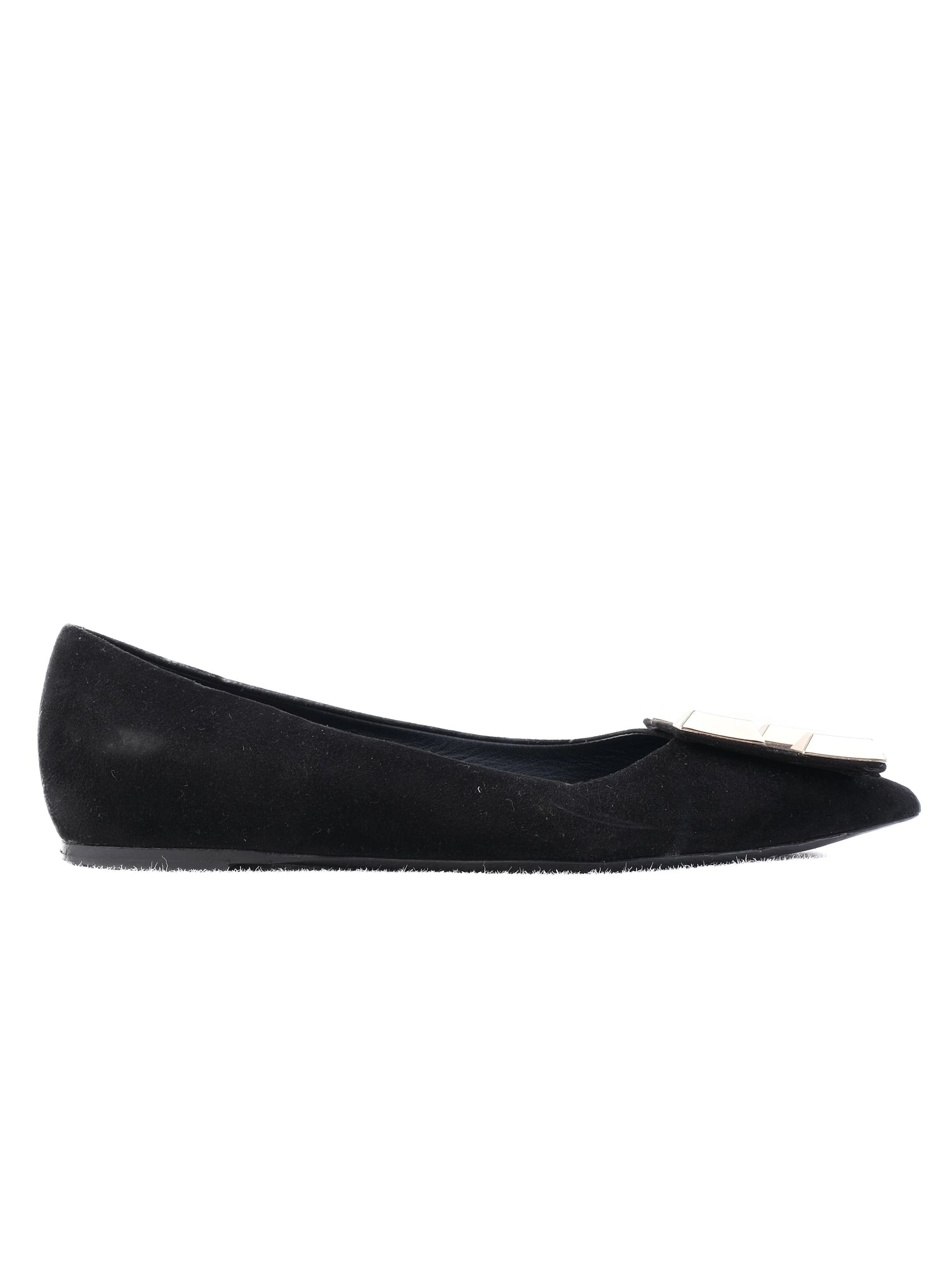 Good Ballin Black Leather Flat Shoes with Gold Embellishments Size 37