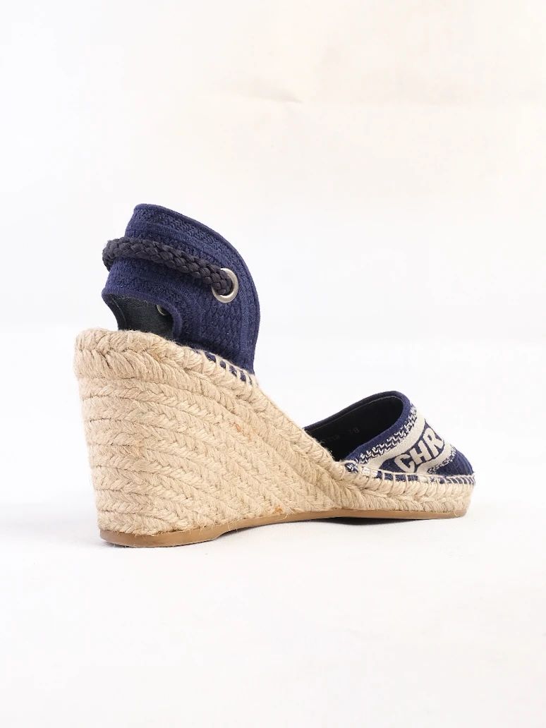 Excellent Dior Blue Fabric Wedge Espadrilles - Stylish Women&