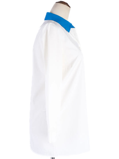 Excellent Prada White Nylon Long-Sleeve Shirt Size M