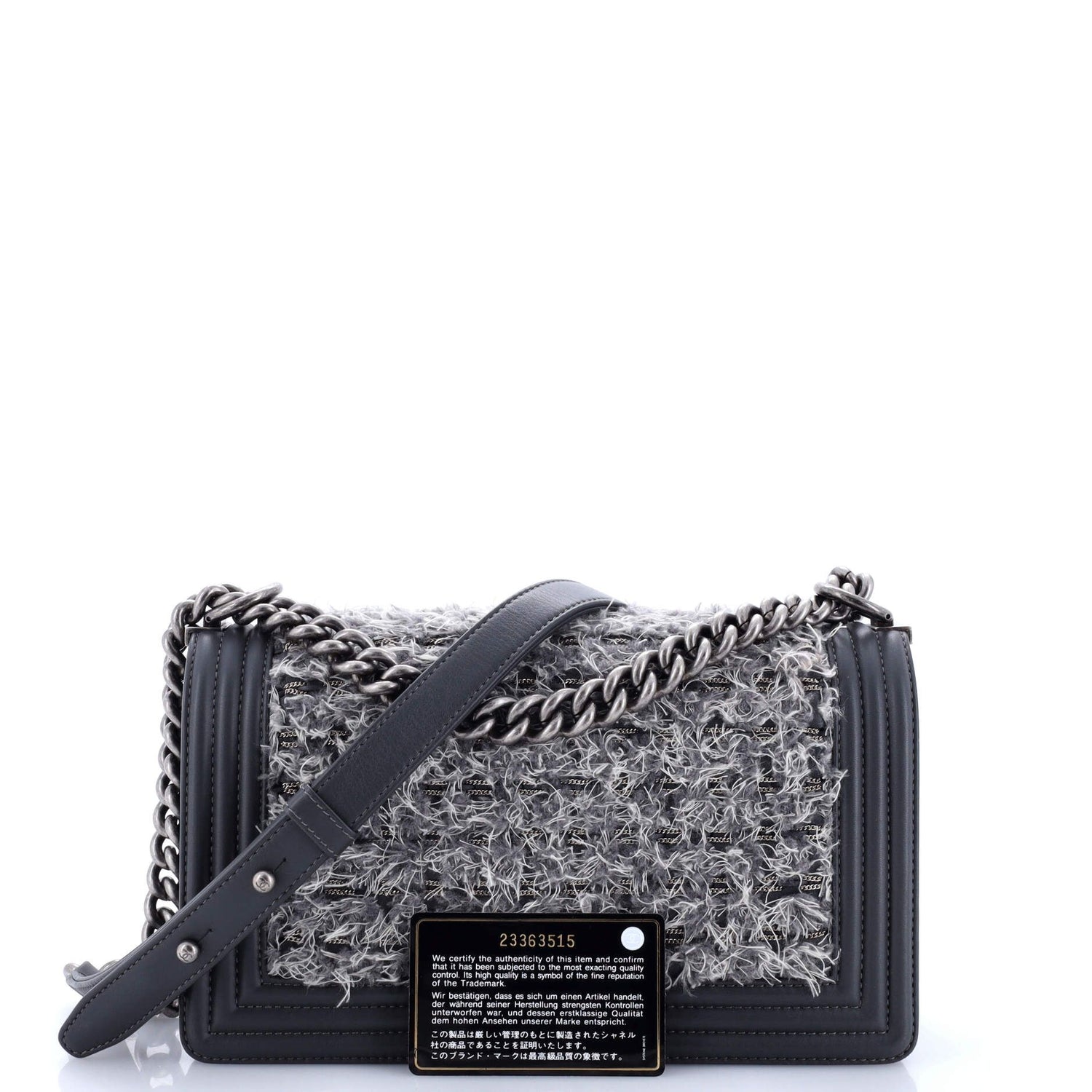Chanel Boy Flap Bag Braided Tweed Old Medium