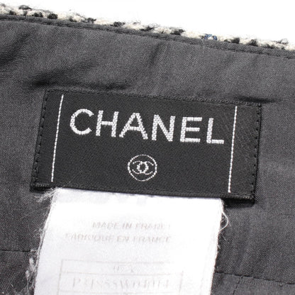 Chanel Black Blue Skirt Wool Nylon P 31855w 04014