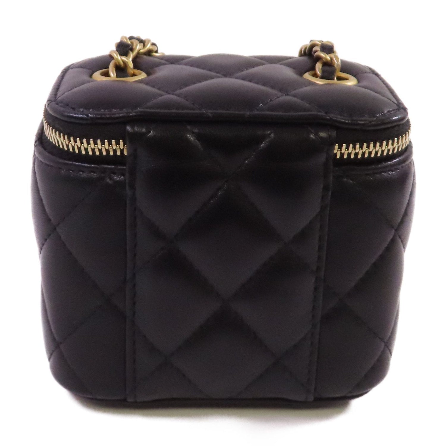 Chanel Black Sheepskin Leather Mini Vanity Case Shoulder Bag Lambskin (sheep Leather)
