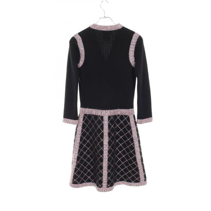 Chanel Black Pink Gray Camelia Button Dress Silk Cashmere P 52761