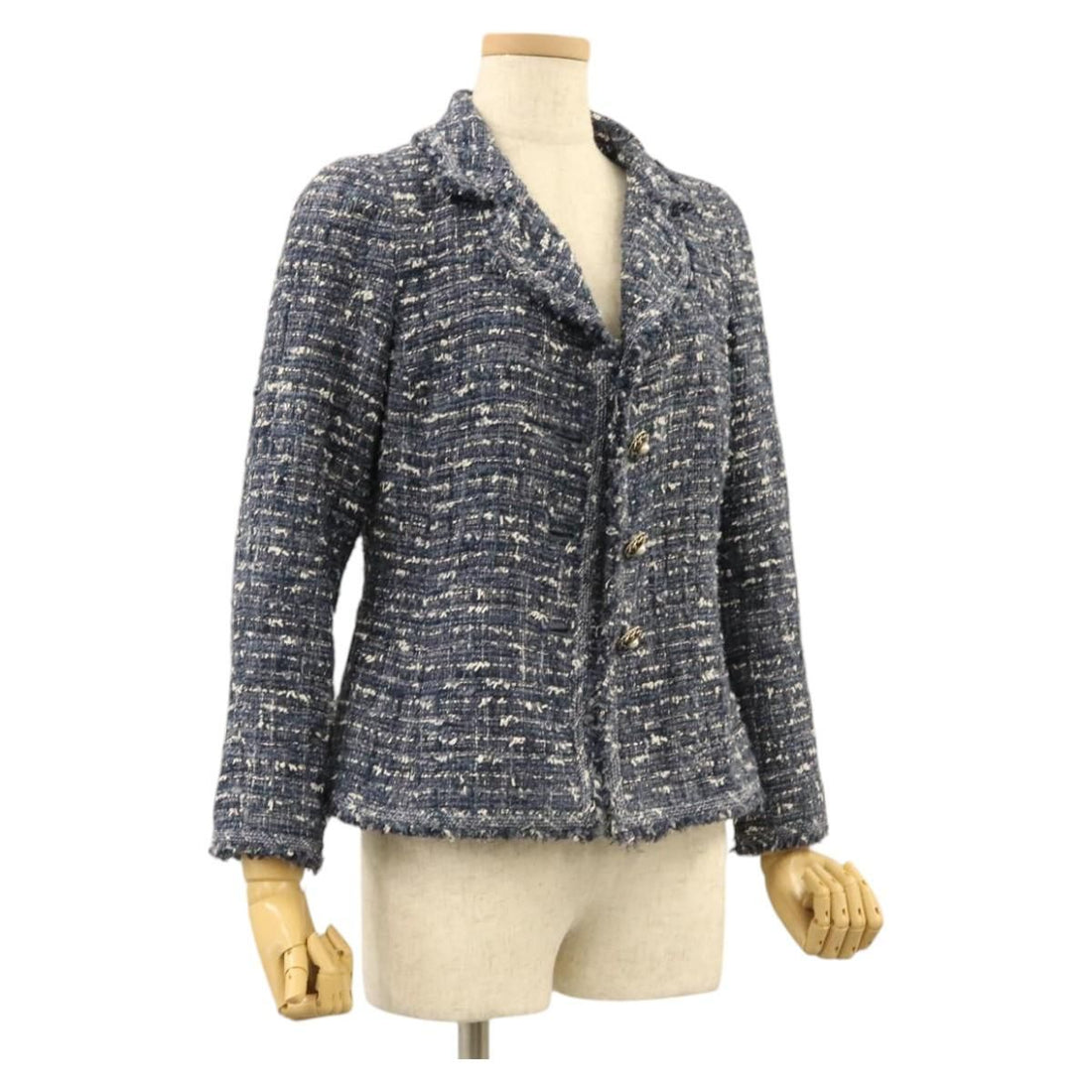 Chanel Jacket 34 Jacket Tweed 34 Blue Cc Auth