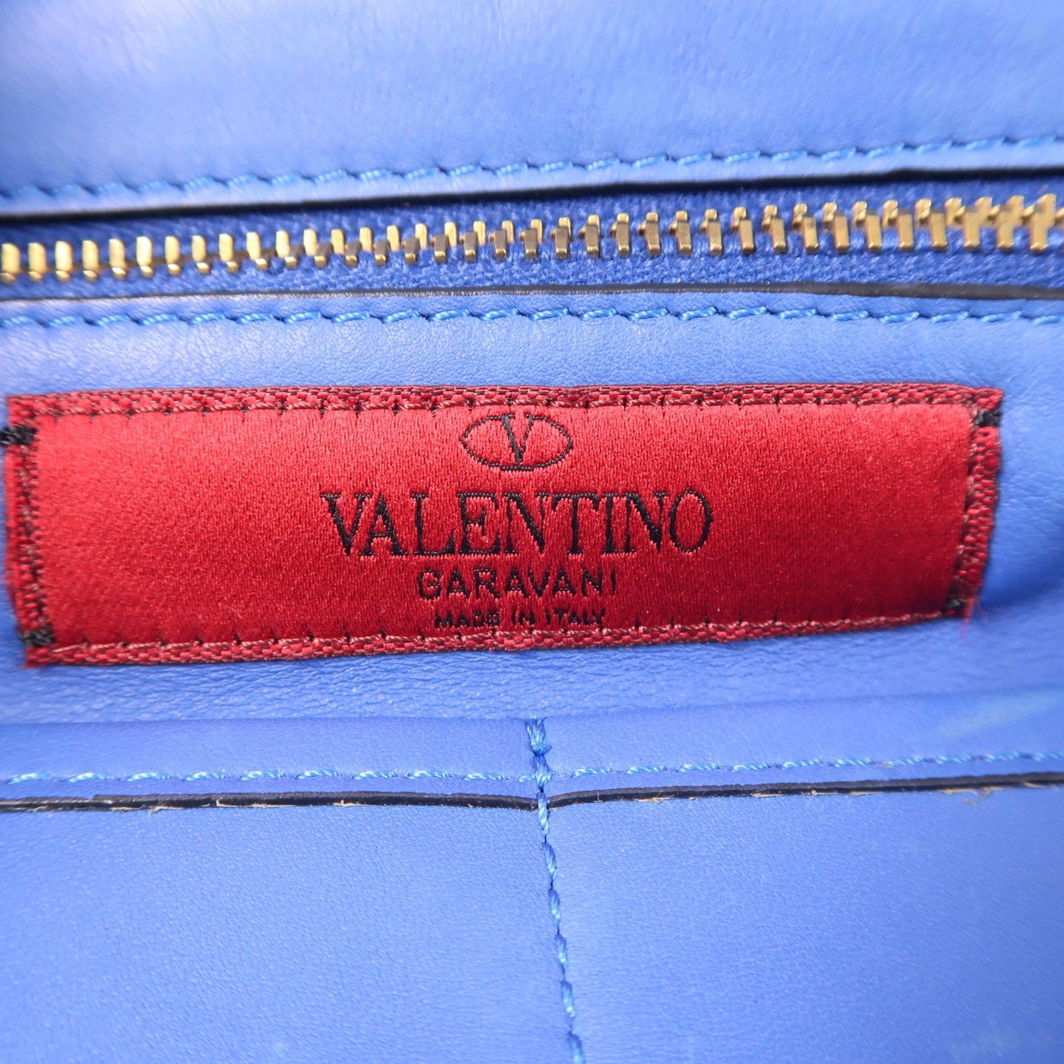 Valentino Cowhide Leather 2Way Shoulder Bag Golden Hand-handed Shoulder And Back Bag 2way Shoulder Bag Blue Calfs