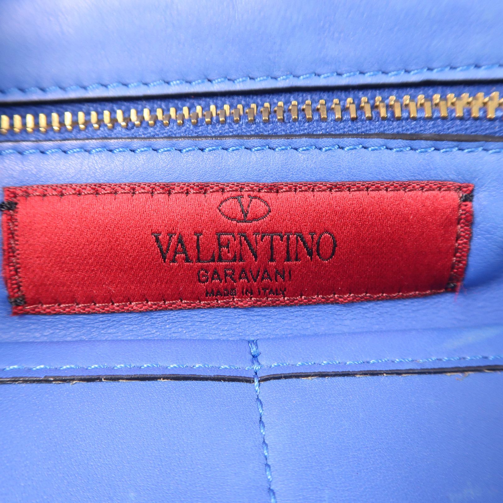 Valentino Cowhide Leather 2Way Shoulder Bag Golden Hand-handed Shoulder And Back Bag 2way Shoulder Bag Blue Calfs