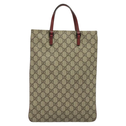 Gucci Gg Supreme Hand Bag Pvc Beige Silver 117551 Auth