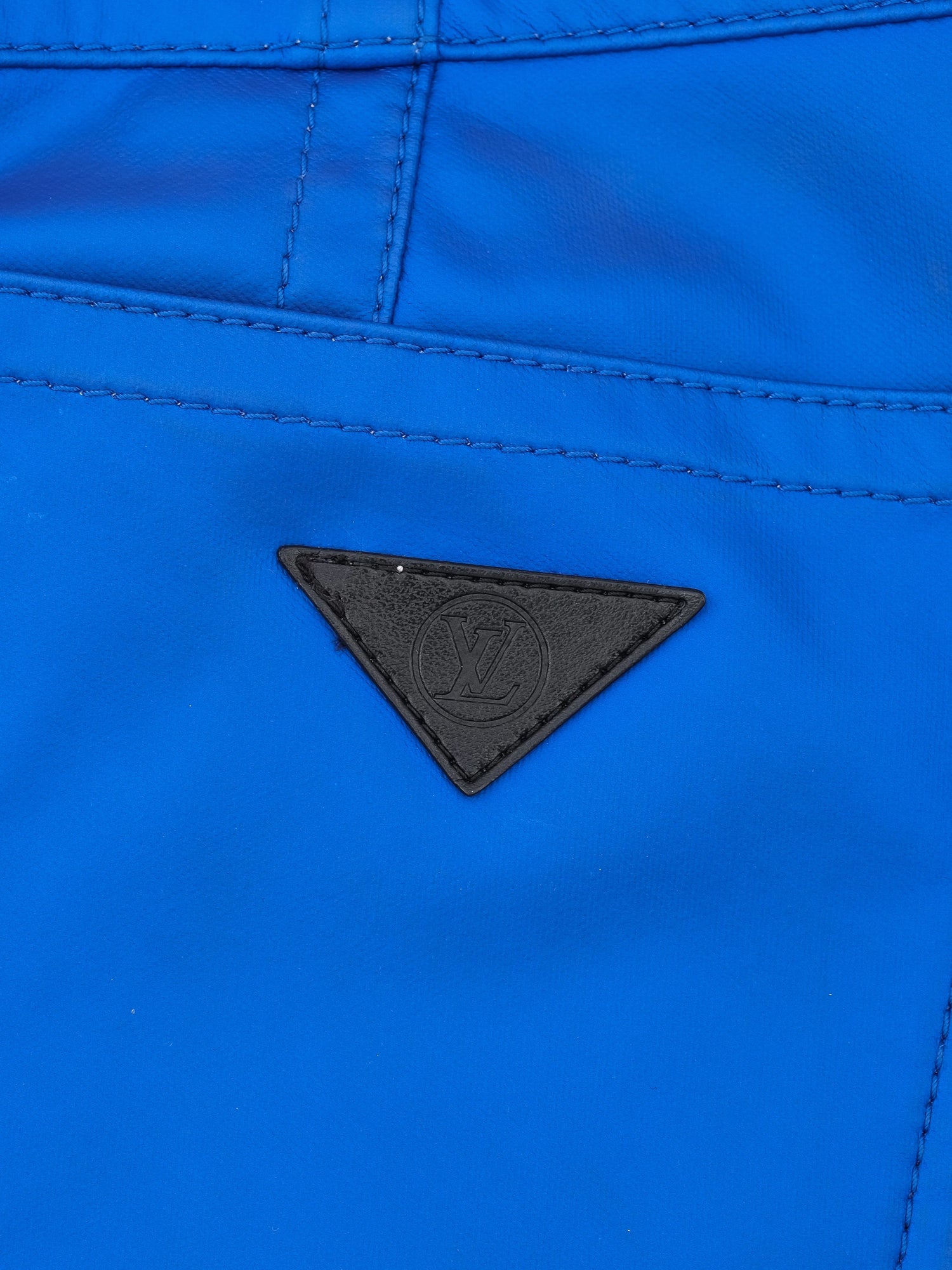 Excellent Louis Vuitton Blue Polyester Pants Size M with Black Accents