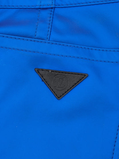 Excellent Louis Vuitton Blue Polyester Pants Size M with Black Accents