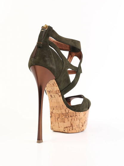 Excellent Gianmarco Lorenzi Gray Leather High-Heeled Platform Shoes Size 38