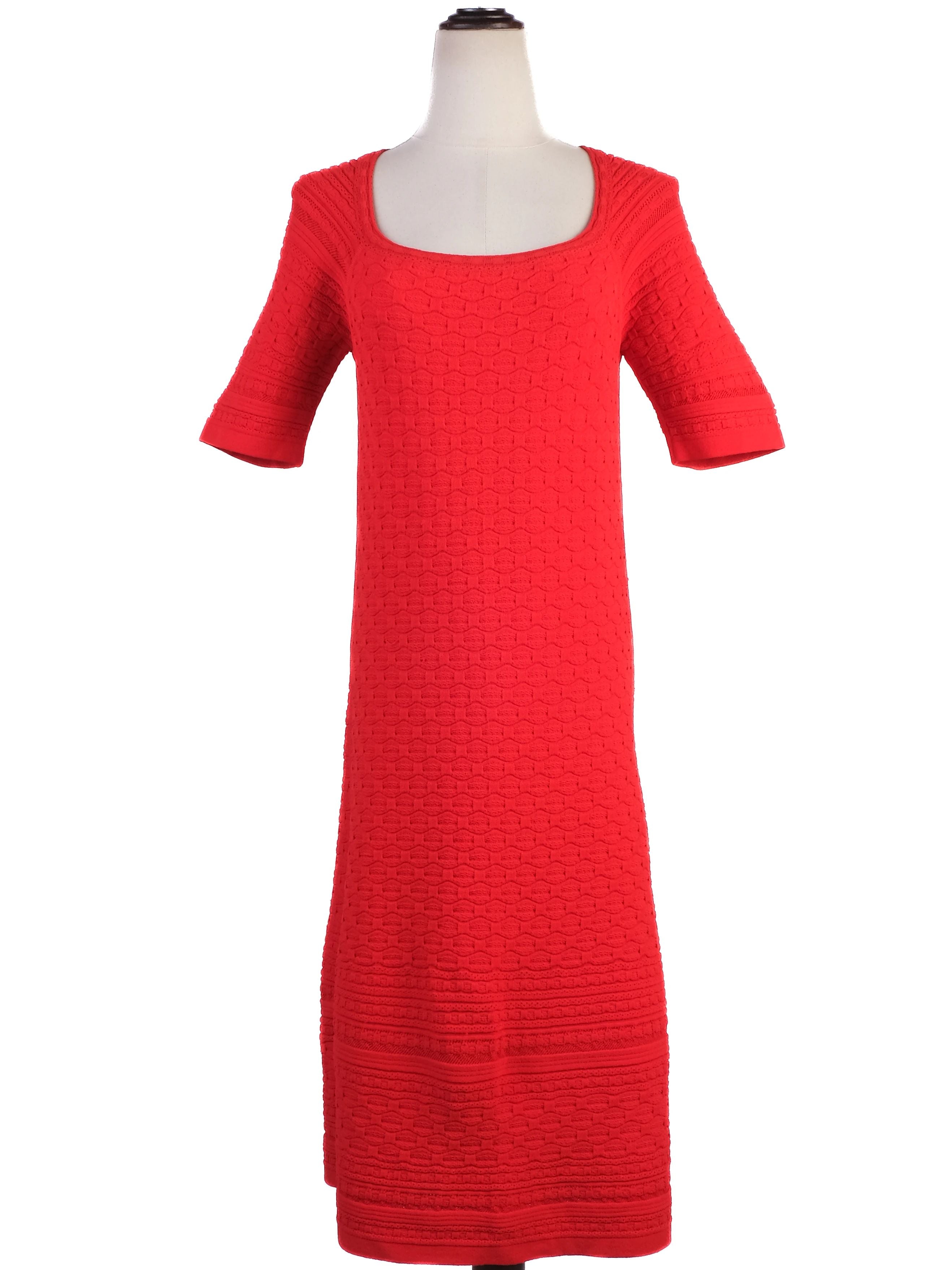 Excellent Vicedomini Red Knit Dress Size L Short Sleeves